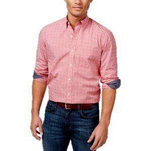 Club Room Dobby Check Long-Sleeve Shirt, Size Medium Retail $49.50